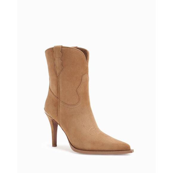 Partlow Katie Suede Western 95 MM Stiletto Ankle Boots in Cest 36.5 - Picture 2 of 5